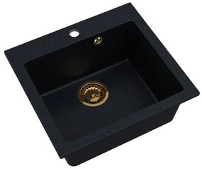Sink Quality Ferrum 50, kuchynský granitový drez 490x450x195 mm + zlatý sifón, brocade, SKQ-FER.B.1K50.XG
