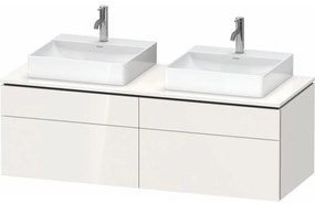 DURAVIT L-Cube závesná skrinka pod dve umývadlá na dosku, 4 zásuvky, 1420 x 550 x 482 mm, biela vysoký lesk, LC4872B22220000