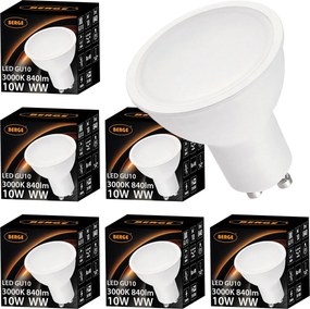 BERGE Sada 6x GU10 10W LED žiaroviek - teplá biela
