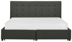 Čalúnená posteľ s úložným priestorom 180 x 200 cm tmavosivá LA ROCHELLE Beliani