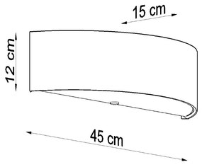 Nástenné svietidlo Skala, 1x biele textilné tienidlo, (biele sklo), (45 cm)