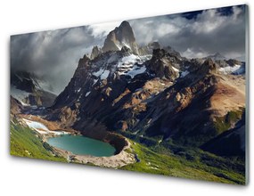 Obraz na skle Hora záliv krajina 140x70 cm