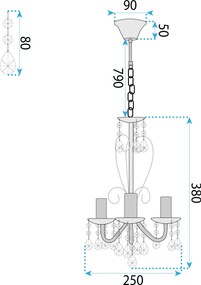 Toolight Toolight, stropné svietidlo 3xE14, EBT011-3CP, chróm, OSW-01246