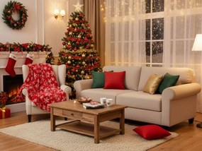 Vianočná mikroplyšová deka FROSTY FLAKES, červená Rozmer: 160 x 200 cm