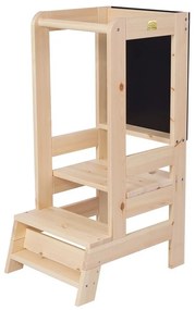 Učiaca veža z borovicového dreva v prírodnej farbe Montessori – Meowbaby