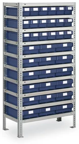 Regál s plastovými boxmi MAX - 1600 x 500 x 800 mm, 18x C, 18x F
