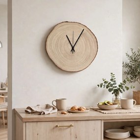 Nástenné hodiny z plátu dreva s letokruhmi a kôrou | KOR: Farba čierna RAL 9005 26-29 cm 4801-115419 KOR001-26-29-BLACK