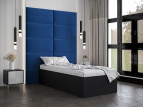 Jednolôžková posteľ s čalúneným čelom 90 cm Brittany 1 (čierna matná + modrá) (s roštom). Vlastná spoľahlivá doprava až k Vám domov. 1045862