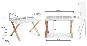 Pracovný stôl success 120 x 70 biely svetlé nôžky MUZZA