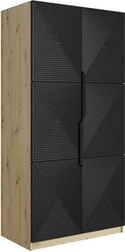Skriňa Asha 100 cm - artisan / čierna mat / čierne úchytky