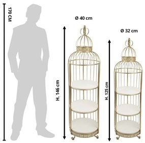 2ks zlatý dekoratívny regál Boheme - Ø 40*146 cm / Ø 32*125 cm