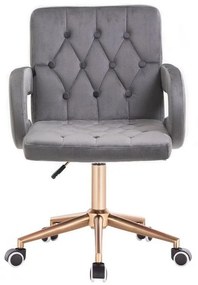 LuxuryForm DESIGN Stolička BOSTON VELUR na zlatej základni s kolieskami - šedá