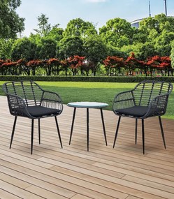 Záhradný ratanový set Napoli – čierna súprava s 2 kreslami a stolíkom