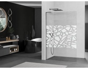 Mexen Kioto L, sprchová zástena Walk-In 110 x 200 cm, 8mm číre sklo biely vzor, grafitový profil, 800-110-103-95-85
