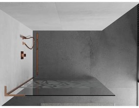 Mexen Kioto L, sprchová zástena Walk-In 120 x 200 cm, 8mm číre sklo biely vzor, medený matný profil, 800-120-103-65-85