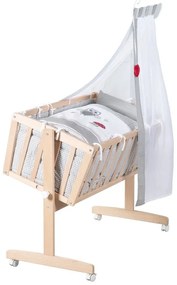 Kolíska z bukového dreva na kolieskach/s baldachýnom 40x90 cm v prírodnej farbe Adam and Owl – Roba