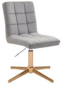 LuxuryForm DESIGN Stolička TOLEDO VELUR na zlatom kríži - svetlosivá