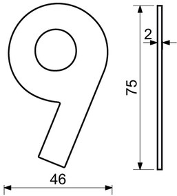 Nerezové číslo v plochom „2D“ prevedení RICHTER RN.75L (čierne), 9, RICHTER Čierna matná