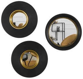 Zrkadlo Vinyl, čierne/zlaté, sada 3ks