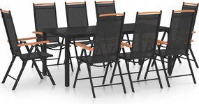 vidaXL 9-dielna záhradná jedálenská súprava hliníková čierna