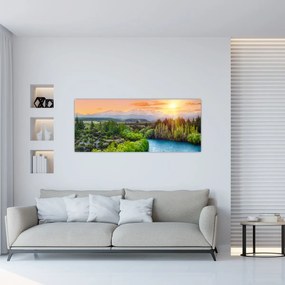 Obraz - Lesná horská krajina (120x50 cm)