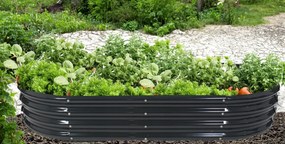 Garden Line ZÁHON NA ZELENINU A KVETINY 240 × 120 × 30 CM, OVALNÝ, ANTRACITOVÝ