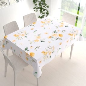 Biante Teflónový obdĺžnikový obrus TF-043 Žlté ruže na bielom 50x100 cm