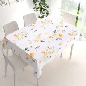 Biante Teflónový obdĺžnikový obrus TF-043 Žlté ruže na bielom 140x180 cm