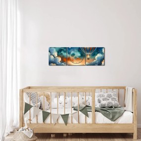 Obraz - Lietať nočnou oblohou (s hodinami) (90x30 cm)