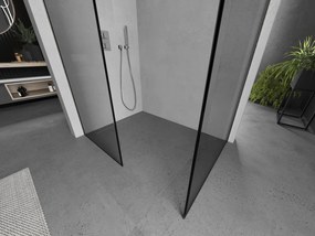 Mexen Kioto, 2-stenová sprchová zástena Walk-In 140 x 100 cm, 8mm číre sklo čierny vzor, brúsená oceľ profil, 800-140-202-97-70-100