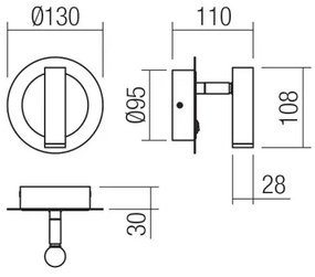 Redo 01-3090 - LED Nástenné bodové svietidlo CLOSER LED/6W/230V čierna