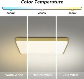 Brilagi-LED stmievateľné stropné svietidlo POOL LED/36W/230V 3000-6000K 40x40 cm zlaté + diaľkové ovládanie