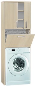 Vysoká kúpeľňová skrinka nad práčku K21 farba korpusu: Bielý, farba dvierok: Bielá lesk