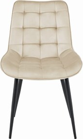 AKCIA Béžová zamatová stolička BERA s čiernymi nohami II. akosť