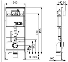 Tece Mille, sada závesné WC Cersanit Mille CleanOn 51x36,5x36,5 cm + inštalačný modul pod omietku Tece, TEC-9400412-S701-430