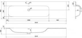 Mexen Vela, umývadlo na zapustenie 161 x 46,5 cm, ľavé, čierna matná, 25231671L