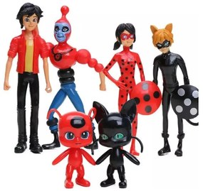 Figurky Miraculous Kouzelná Beruška a Černý kocour 6 ks