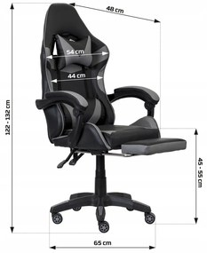 Ergonomická herná stolička CLASSIC s podnožkou  čierna