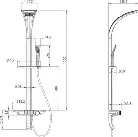 Mexen Sonic, sprchová sada s ručnou a dažďovou hlavicou, čierna, 78110-70