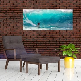Obraz surferov vo vlnách (120x50 cm)