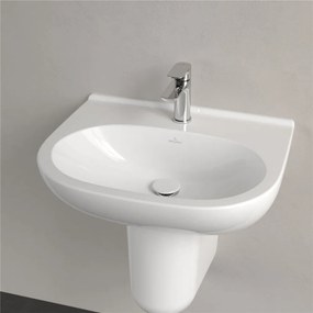 VILLEROY &amp; BOCH O.novo závesné umývadlo s otvorom, bez prepadu, 600 x 490 mm, biela alpská, s povrchom CeramicPlus, 516061R1