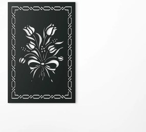 drevko Drevený obraz Kytica kvetov Rozmer obrazu: 44,5 x 29,5 cm, Farba dekorácie: Čierna