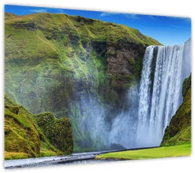 Sklenený obraz - Vodopád Seljalandsfoss (70x50 cm)