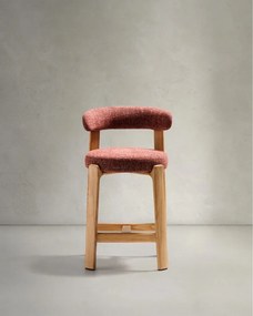 Barová stolička z jaseňového dreva v terakotovej farbe/v svetlo prírodnej farbe (výška sedadla 65 cm) Granite – Kave Home