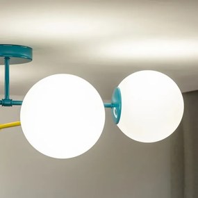 Prisadený luster MOON 4xE27/15W/230V tyrkysový/žltý