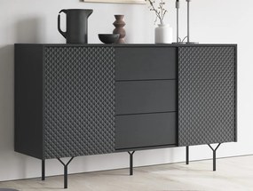 Komoda so zásuvkami Raven, čierna