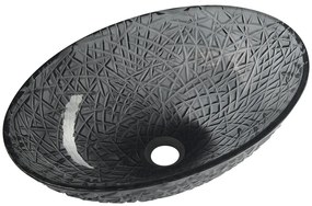 Sapho, PURUS sklenené gravírované umývadlo 50x36 cm, čierna, TY305SG