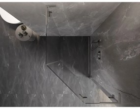 Mexen Lunar, L pravý výklopný päťuholníkový sprchový kút 90x100 cm, 8mm číre sklo, oceľový profil, 831L-090P-100L-97-00-P