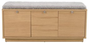 Skrinka na topánky v dekore duba s lavicou v šedo-prírodnej farbe Confetti – Rowico