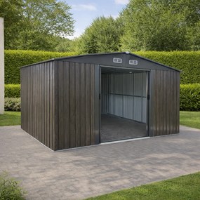 Záhradný domček BestBerg BBSH-1113WT / 13,3 m² / 342,5 x 389 x 202 cm / biele drevo/taupe